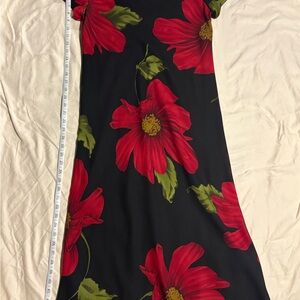 Vintage Jessica Howard Black Dress with Red and Green Floral Pattern